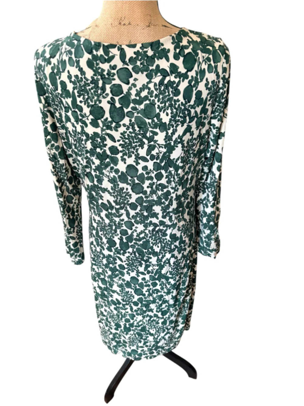 Tory Burch Wrap Dress Size XL Green White Floral Midi